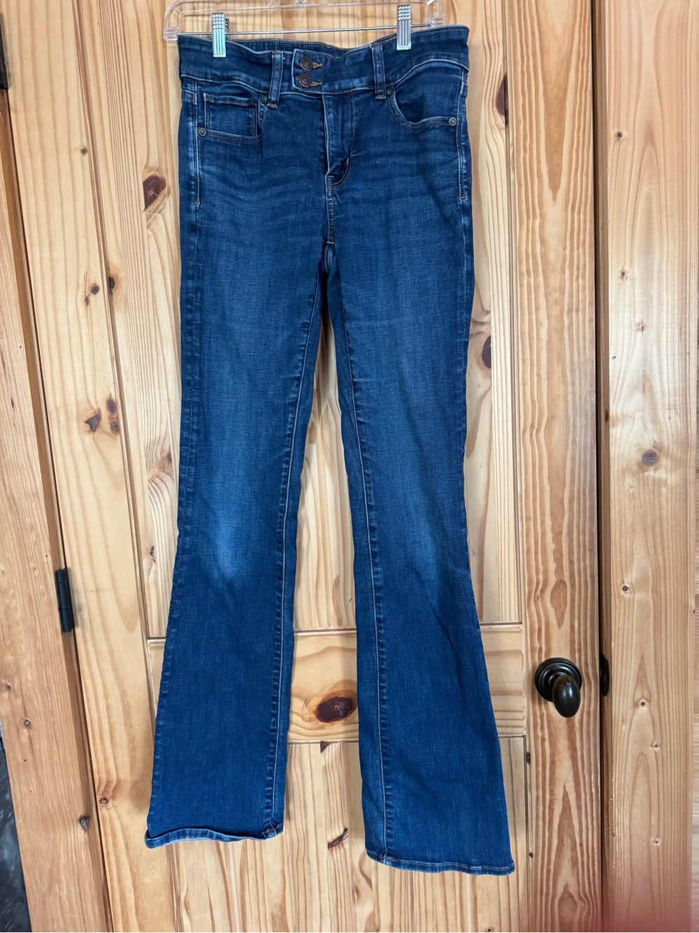 American Eagle Dark Blue Women's Low Rise Kick Boot Stretch Flare Jeans